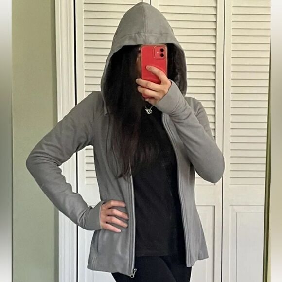 Lululemon gray sweatshirt Hoodie zip up drawstring coat size 8 - Picture 2 of 6